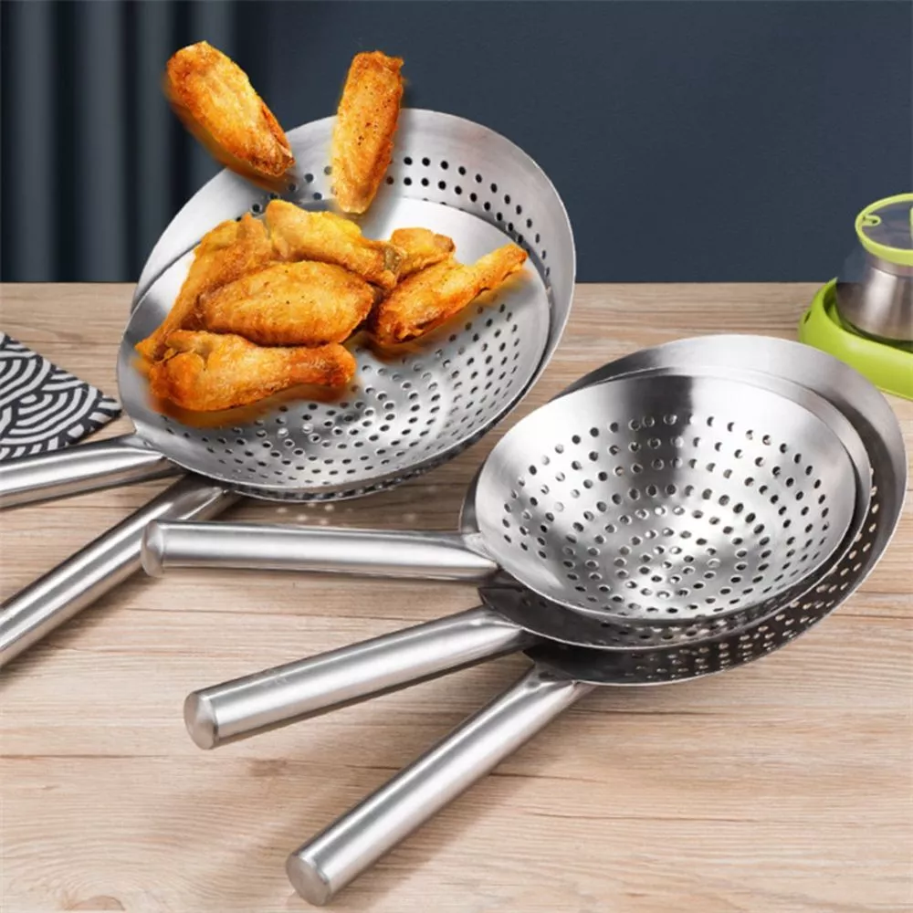 Stainless Steel Long Handle Colander Scoop Strainer Large Sieve