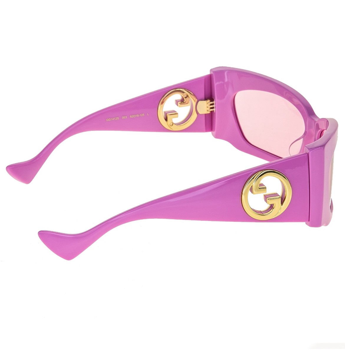 GUCCI 1412 Pink Gold Logo Gg1412S Geometric Mask Wrap Unisex