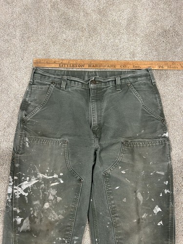 Pantalone carpentiere vintage Carhartt doppio ginocchio verde muschio pittore 32x30 B136 MOS - Foto 9 di 9