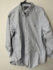 Ralph Lauren Dress Shirt Mens Size 16.5-33 Yarmouth Blue Striped