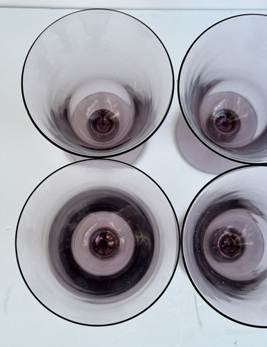 4 Morgantown Tall Amethyst Purple Iced Tea Water Wine Glasses Goblets Ball Stem - Picture 6 of 9