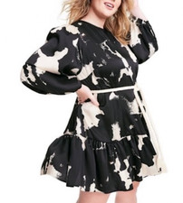 RARE 1X plus sz Alexis Target dress black white print cream ruffle blogger fave!