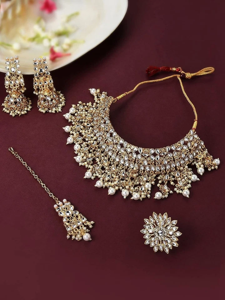 Indisch Bollywood Stil Mode Hochzeit Braut Vergoldet Ethnisch Schmuck Set Neu