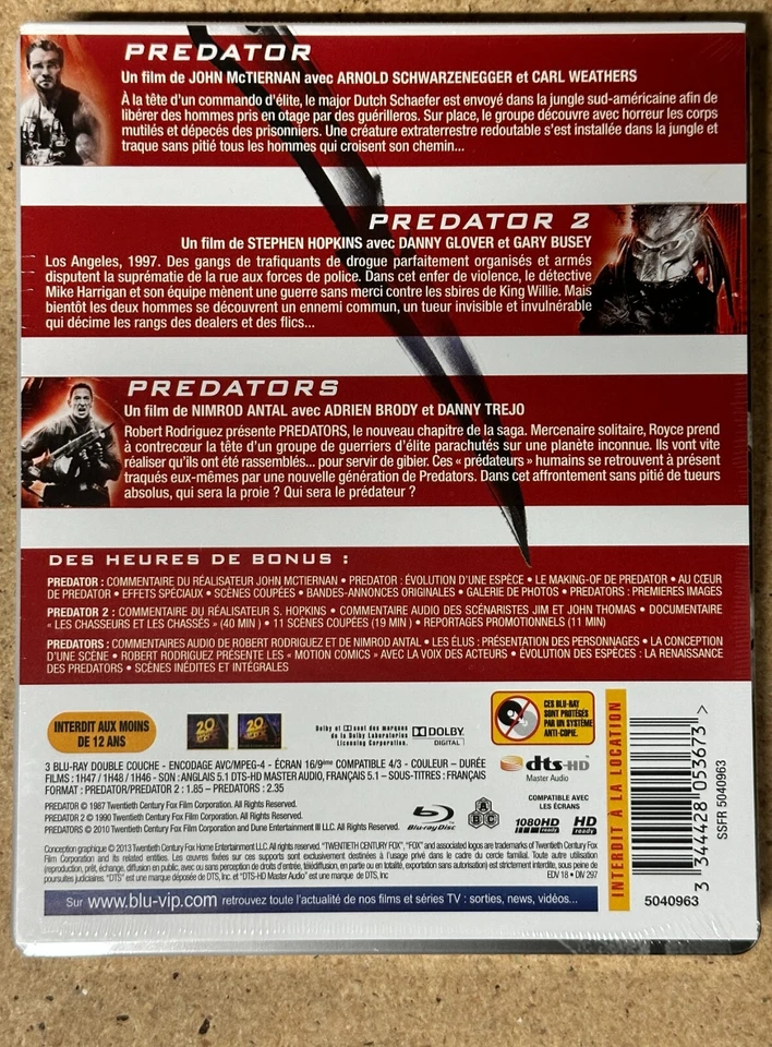 Steelbook Blu-ray The Predator Trilogy - Lanzamiento Francia Nuevo Precintado Foto 2 de 3