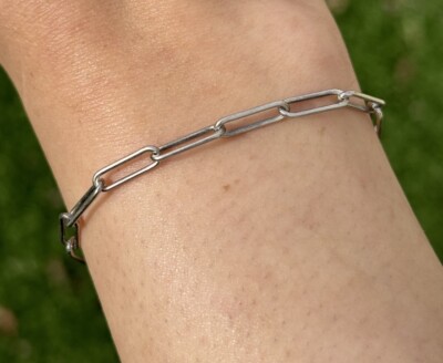 Unisex Mens 925 Sterling Silver Link Chain Bracelet 10 Gift