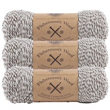  3 Pack Lion Brand Yarn 150-200S Fishermen's Wool Yarn, Oak Tweed