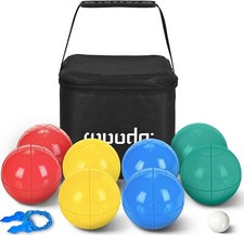 Rupuda 90mm Bocce Ball Set with 8 Balls, Pallino, Case and Measuring Rope