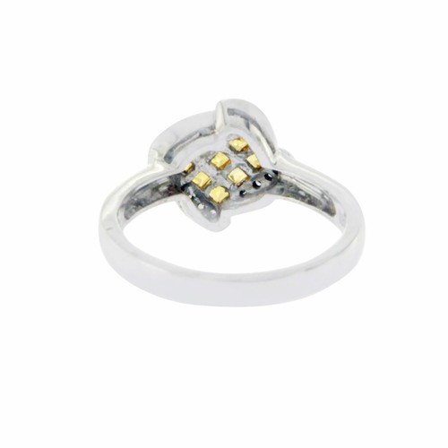 Ring 0,12 ct runde Diamanten & 1,02 gelber Saphir 18 K Weißgold Blume - Bild 4 von 5