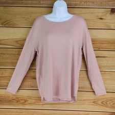 Flirtitude Active Long Sleeve Knit Top Womens Sz S Light Pink Strappy Back Soft