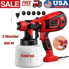 850W High Pressure Electric Paint Sprayer, 1400ML HVLP Spray Paint Gun+5 Nozzles