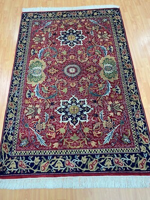 4' x 6' New Indian Floral Oriental Rug - Fine - Hand Made - 100% Wool