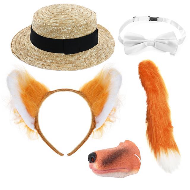 SAOLA FOX IN CALZINI BAMBINI ADULTI COSTUME LIBRO GIORNO ACCESSORI VOLPE ORECCHIE CODA CAPPELLO PAPILLON
