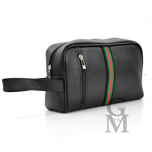 Pochette originale GM MODA strisce verdi uomo borsa mano pelle nero sport uomo - Imagen 13 de 22