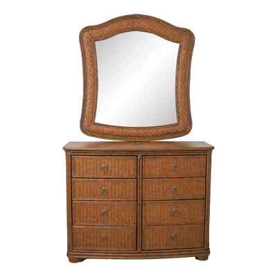 Henry Link by Lexington Leather top Rattan dresser with Mirror | eBay
