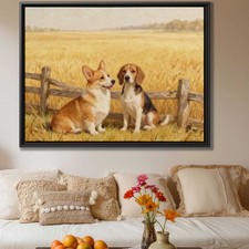 Oil Painting Corgi Dog Canvas Print Rustic Animal Wall Art Dog Lovers Decor