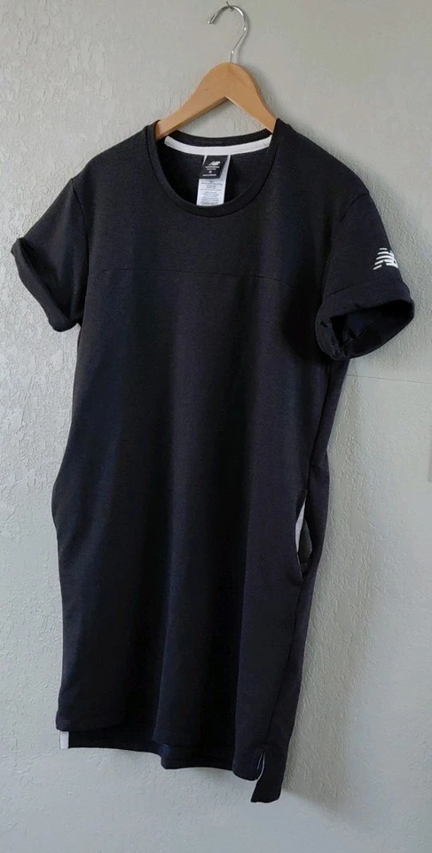 Camisa negra New Balance para mujer talla mediana vestido piquetes ocio ropa deportiva Foto 2 de 4