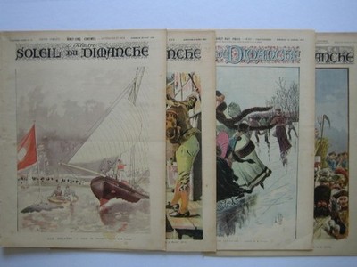 LOT 4 N° MAGAZINE NEWSPAPER SOLEIL DU DOMINGO WATERCOLOR CURBOIN GELIR VALLET