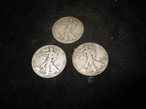 Walking Liberty Half Dollar United States Lot of 3  Fine Silver Coin  Q7 LK