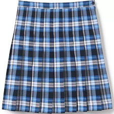Lands' End School Uniform Skirt Blue Plaid Pattern Size 16 Below the Knee