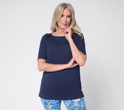 Belle by Kim Gravel Primabelle Knit Elbow Sleeve Top Twilight L New