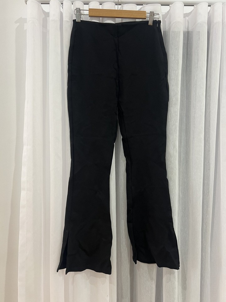 Dissh Women's Flared Pants Side Split Black Size AUS10 - US 6