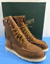 NIB 8.5 EE MENS DANNER 15542 BULL RUN 8" MOC TOE BOOTS TOBACCO BROWN STEEL TOE