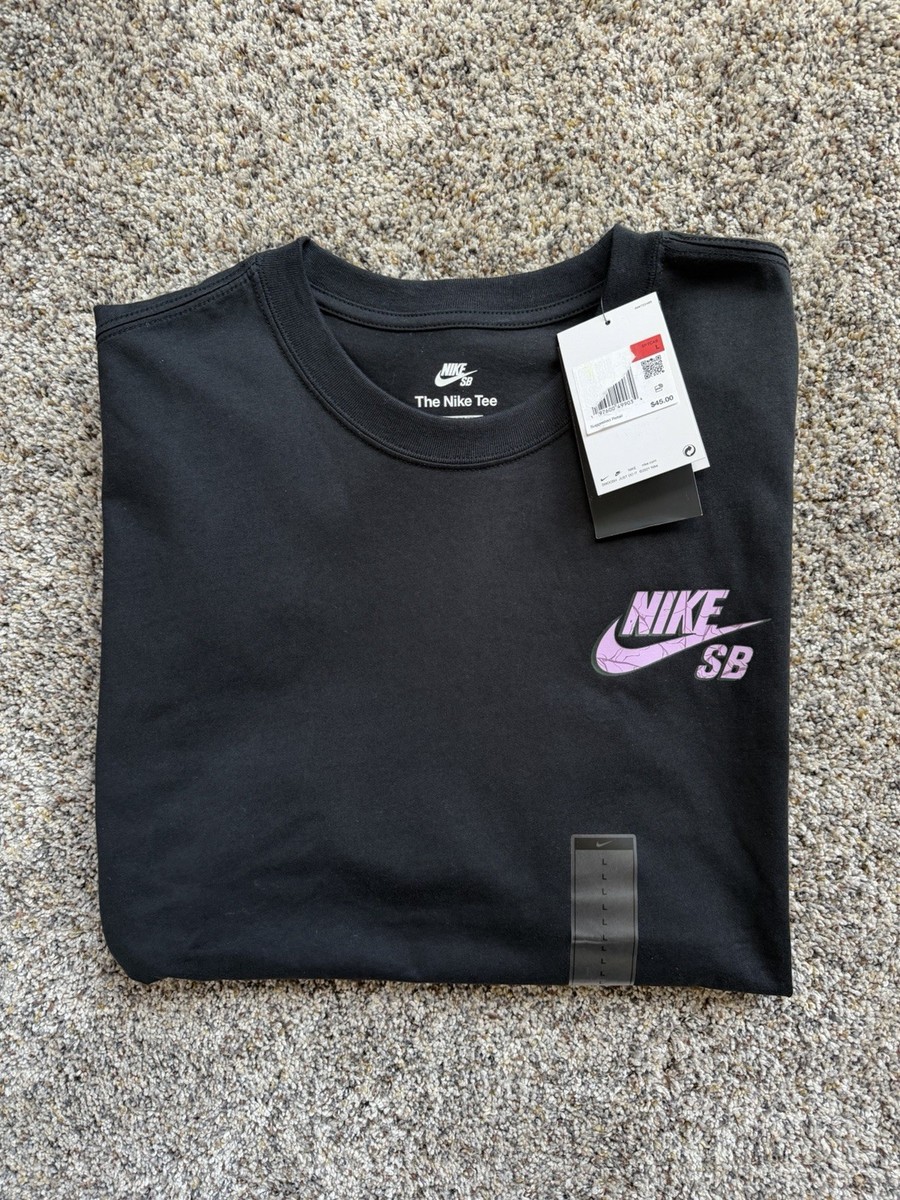 Nike SB Spider Web Tee Black FZ6710-010 Men's Large Loose Fit Glow