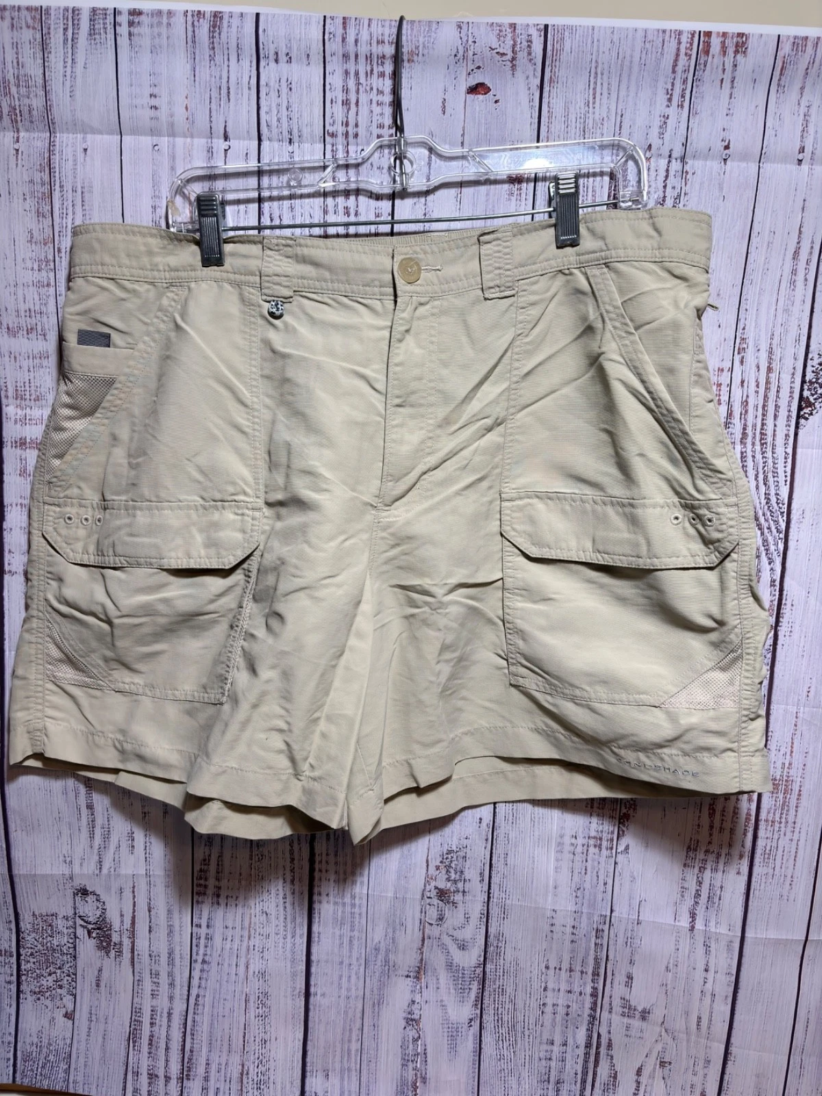 Columbia PFG Fishing Shorts Mens 40 Khaki Nylon Utility Cargo Outdoors Gorpcore