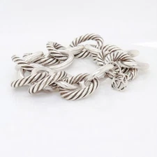 Signed David Yurman Sterling Silver 12mm Oval Link Chain Bracelet
