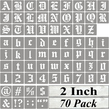 2 Inch Alphabet Letter Stencils for Painting - 70 Pack Old English Letter Stenci