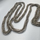 Antique Woven METAL Rope MUFF CHAIN 72” Necklace Flapper XLNT Silver over Copper — photo 6