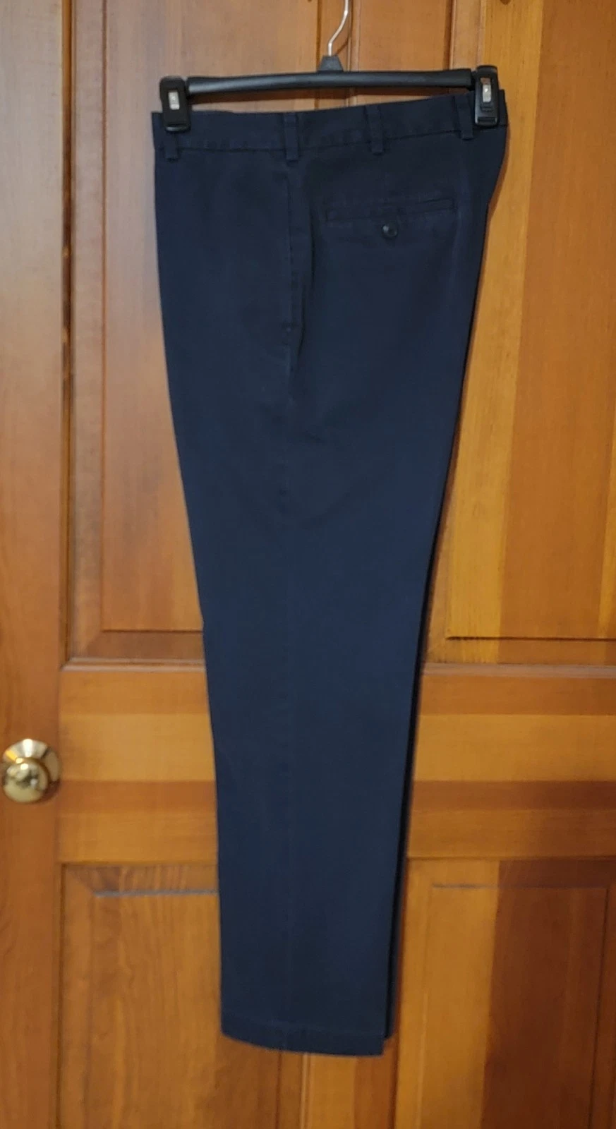 Brooks Brothers Advantage Chino Clark Flat Front Pants 35 X 31 Navy Blue Cotton