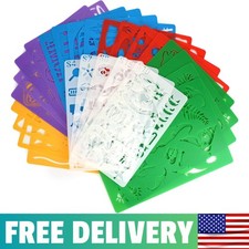 Stencil Drawing Kit for Kids, 25 Pcs Plastic Drawing Stencils with 400 Shapes,