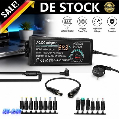 3V-24V Einstellbares Netzteil Universal Netzteiladapter 5A 120W Verstellbarer
