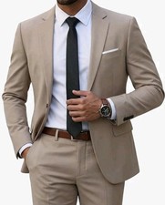 YND Men's Size Large 2 Piece Suit Tie One Button Slim Fit Solid Jacket Pants