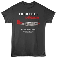 TUSKEGEE AIRMEN Mens T Shirt World War 2 1941 RED TAIL FIGHTERS Official Cotton