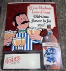 Vintage Cardboard Sign PBR Pabst Blue Ribbon Old Time Flavor Quarts Beer