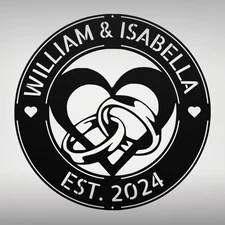 Personalized Ring Heart Metal Wall Art Sign Home Decor Engagement Wedding Gifts