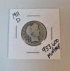 1911 D Barber Silver Quarter Dollar Coin