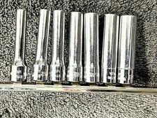 Snap-On Tools 7 Pc 1/4” Drive Deep Chrome Socket Set SAE 3/16”-3/8”