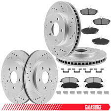 For 2005 - 2010 Ford Mustang Front Rear Drilled Disc Brake Rotors Ceramic Pads