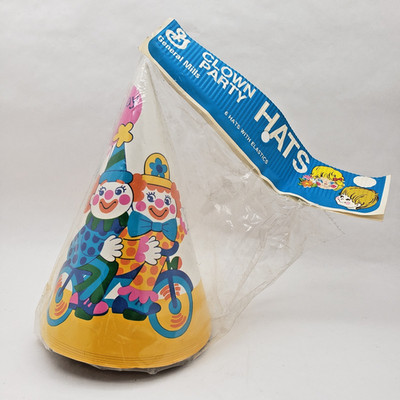 VINTAGE General Mills CLOWN BIRTHDAY Party Hats New Old Stock SET OF 6 Unopened