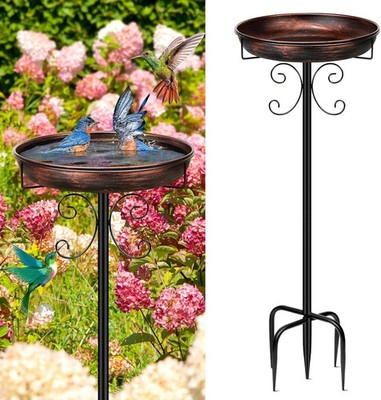 Daoeny 35In Metal Bird Bath for Outside, Vintage Freestanding Birdbaths & Birdfe