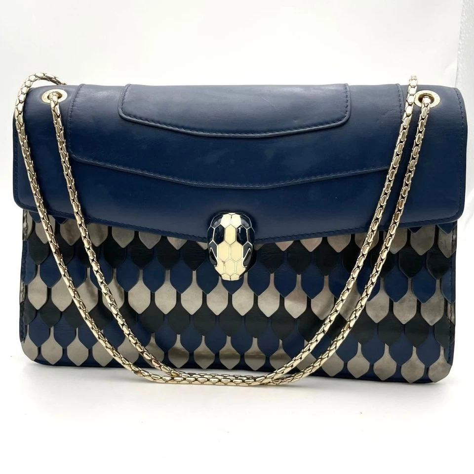 Bolso de Hombro Cadena Bvlgari Serpenti Excelente Estado - Azul Foto 2 de 4