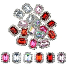 Mixed Color Rhinestone Button Embellishments, 30 Pcs Square Craft Rhinestones...