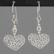 Retired Silpada Sterling Silver Intricate Cut-Out Filigree Heart Earrings W1586