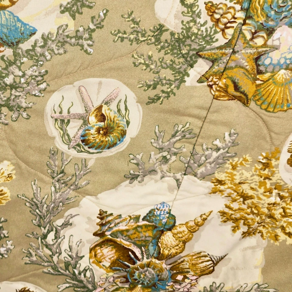 Lovely Coastal Beach Custom Made Bed Scarf Table Runner Shells Coral 25" X 91" - Image 4 of 4