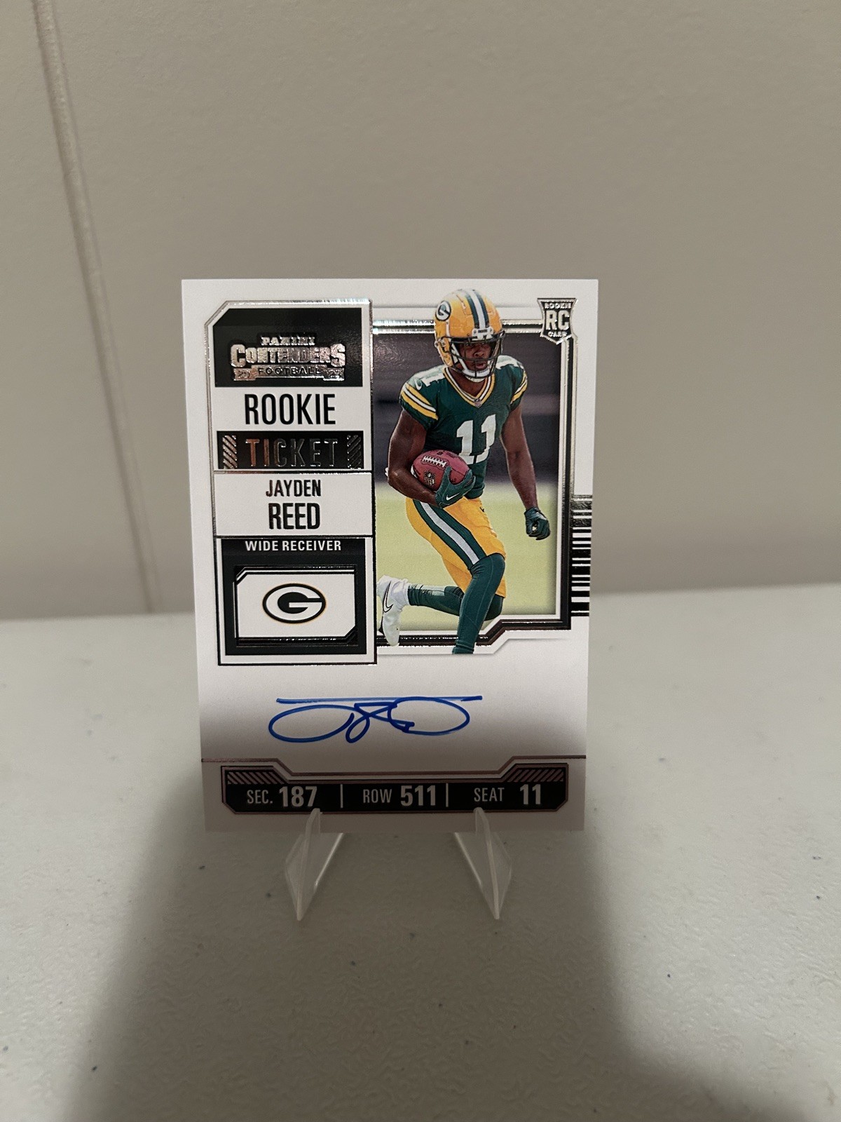 Jayden Reed 2023 Contenders Rookie Ticket On Card Auto RC #118 Packers