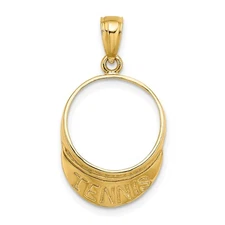 14k Yellow Gold Solid Polished 3-D Tennis Visor Charm