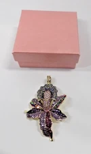 KIRKS FOLLY FAIRYLAND ORCHID FLOWER MAGNETIC ENHANCER SILVERTONE PENDANT